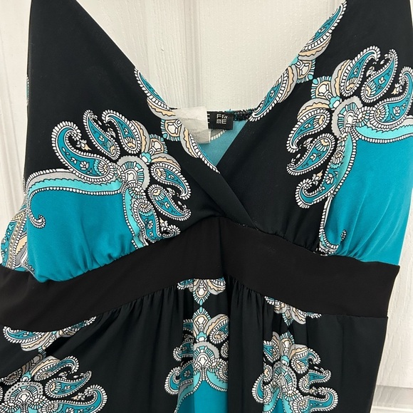 Femme de Carrière Black and Teal Paisley Dress, Sz L - Picture 4 of 10